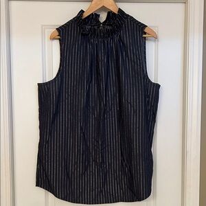 Banana Republic Navy Striped Sleeveless Blouse